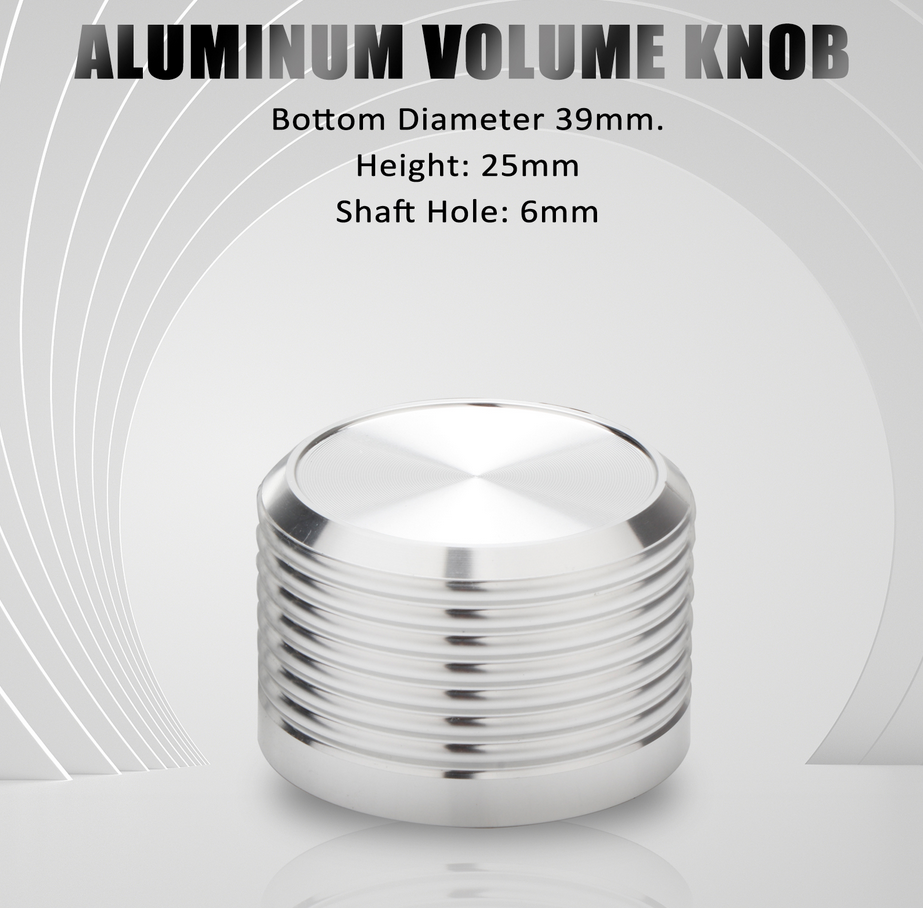 1 pcs Diameter 39MM Height 25mm Solid aluminum volume potentiometer knob with spiral pattern