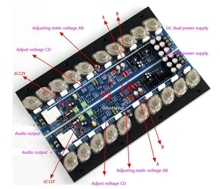 2PCS Accuphase-E505 5-pair transistor pure post amp 300W+300W HIFI fever level power amplifier board (adjustable class A)