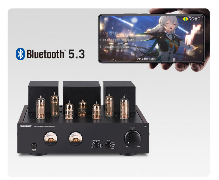 Nobsound DA7 Bluetooth HiFi stereo 12W*2 tube amplifier with 6P1+6N1