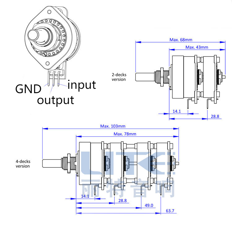 Original DACT potentiometer from Denmark 24 speed dual stereo stepper type 50K 100K 250K optional