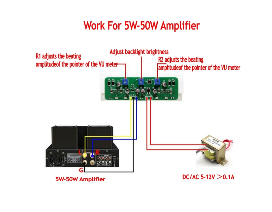 1 pcs Double Pointer VU Meter Stereo Audio Amplifier Board DB Sound Level Indicator Adjustable Backlight With Driver