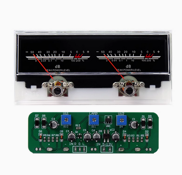 1 pcs Double Pointer VU Meter Stereo Audio Amplifier Board DB Sound Level Indicator Adjustable Backlight With Driver