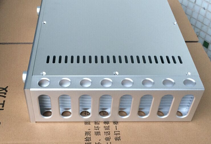 BZ3608C silver full aluminum HIFI DIY audio amplifier chassis preamp case with heatsink
