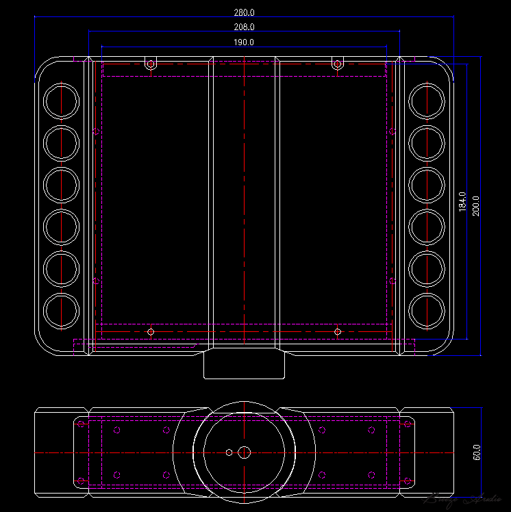 280*64*200mm CNC Fine processing of Italian style amplifier chassis 65% size all aluminum chassis model HIFI DIY case