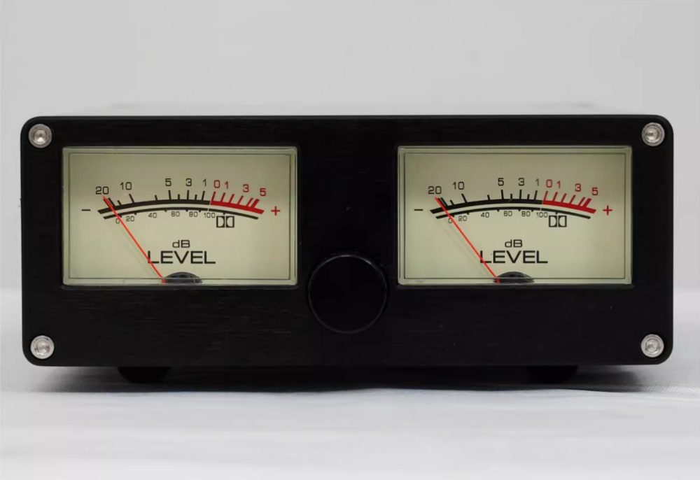 Manufacturer direct sales retro dual VU meter aluminum chassis black HIFI DIY preamp case