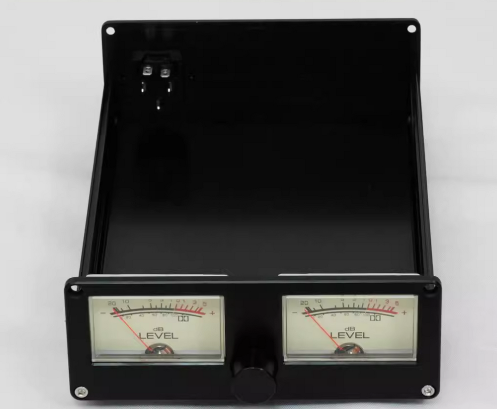 Manufacturer direct sales retro dual VU meter aluminum chassis black HIFI DIY preamp case