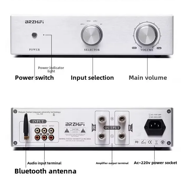300W  High Power  HIFI PA-425 Thick Film  Bluetooth 5.3 Pure Rear Stage Home DesktopAmplifier 130W+130W