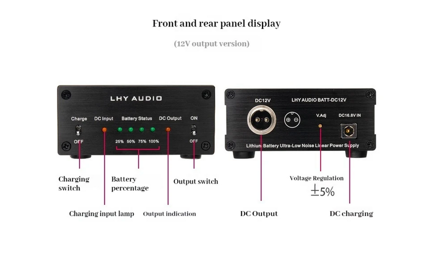 NEW LHY Audio LT3042 Low Noise High Precision Linear Regulator 12V2A DC Power Battery  Large capacity lithium battery USB power bank