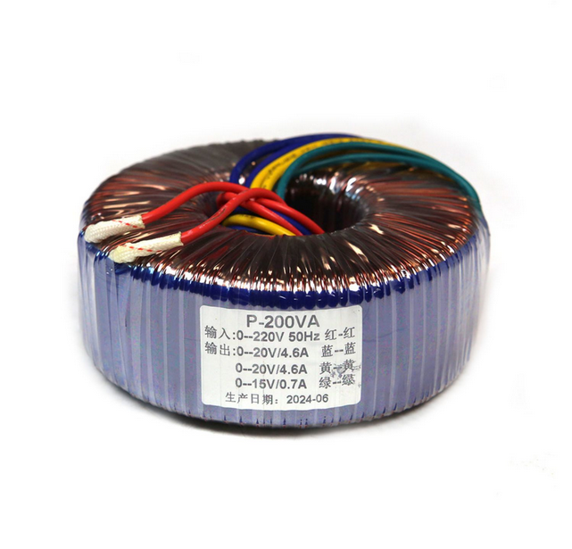 200W Pure copper wire wound Audio Toroidal Transformer for amplifier output:0-20V 0-20V 0-15V