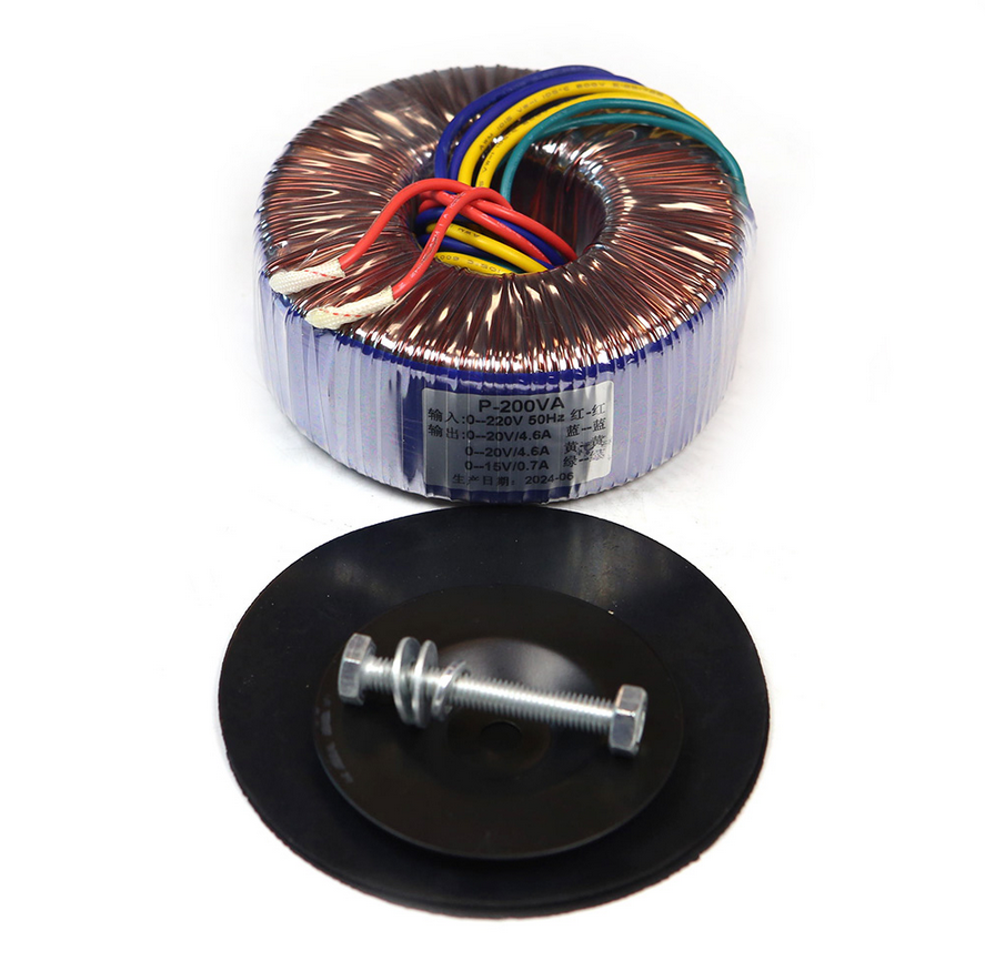 200W Pure copper wire wound Audio Toroidal Transformer for amplifier output:0-20V 0-20V 0-15V