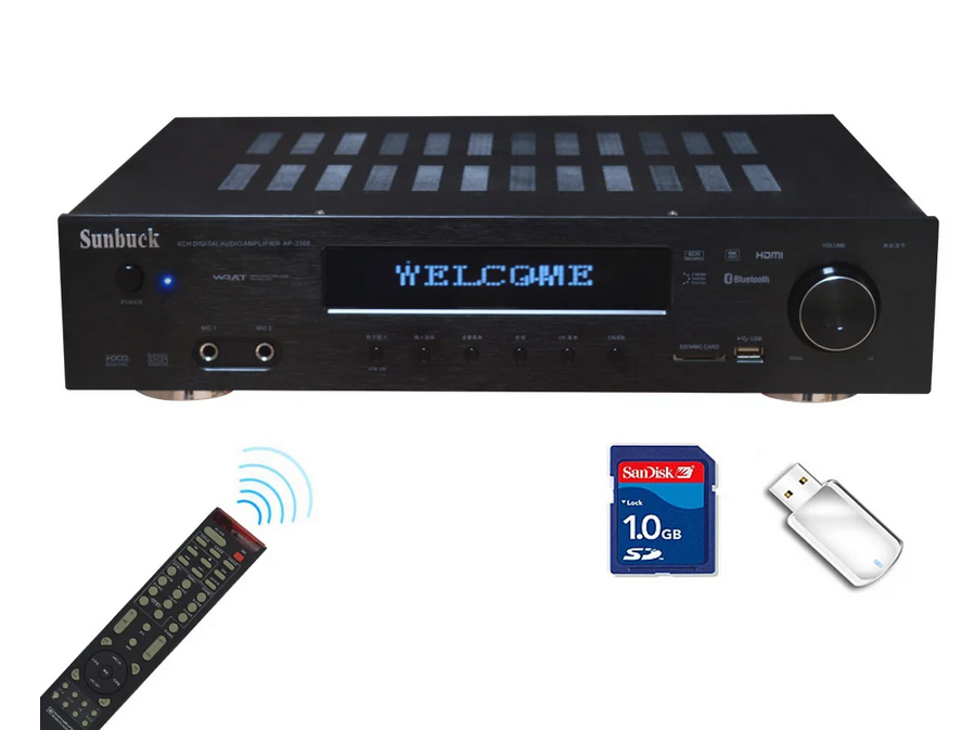 Sunbuck Lossless Bluetooth 2000W HD AV Power Amplifier USB Fiber Coaxial DTS Dolby AC-3 Home Theater 5.1 Power Amplifier Audio