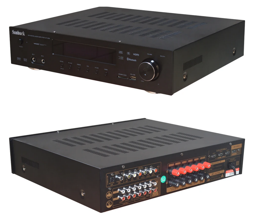 Sunbuck Lossless Bluetooth 2000W HD AV Power Amplifier USB Fiber Coaxial DTS Dolby AC-3 Home Theater 5.1 Power Amplifier Audio