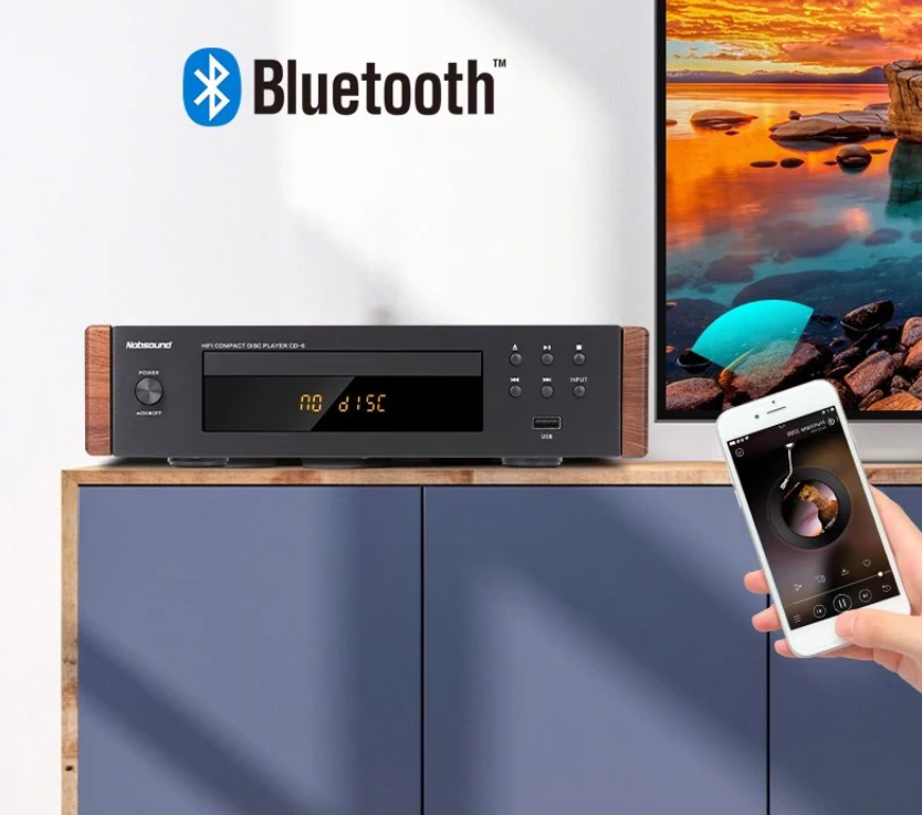CD-6 HiFi CD Player Bluetooth 5.0/USB3.0 Lossless Decoding Audio System Digital CD Turntable with Infrared Remote Control