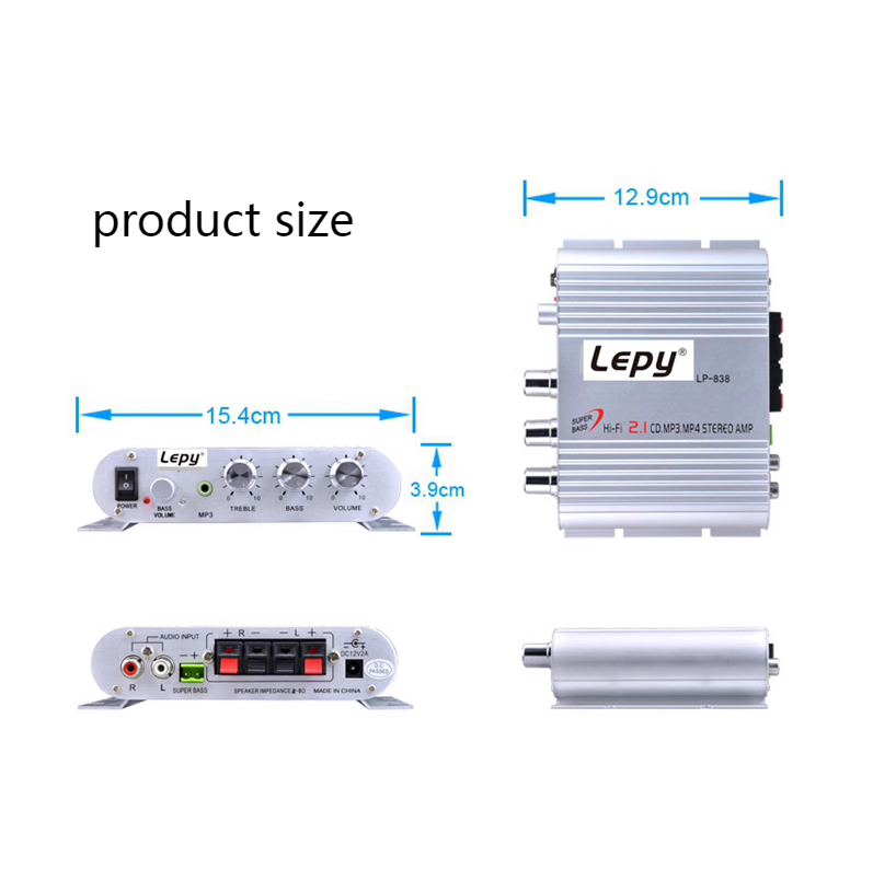 LP-838 Lepy Amplifier 2.1 Channel Small Amplifier High Fidelity Audio Amplifier LP-838 Audio