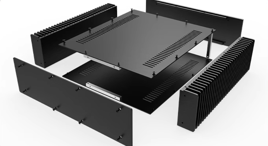 Black BZ4312 Class A Full Aluminum Power Amplifier Chassis DIY Box with both side heatsink