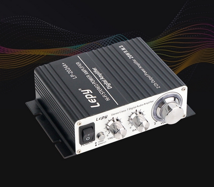 LP-2024A+ Lepy T-class 12V small stereo 20W*2 power amplifier with adapter