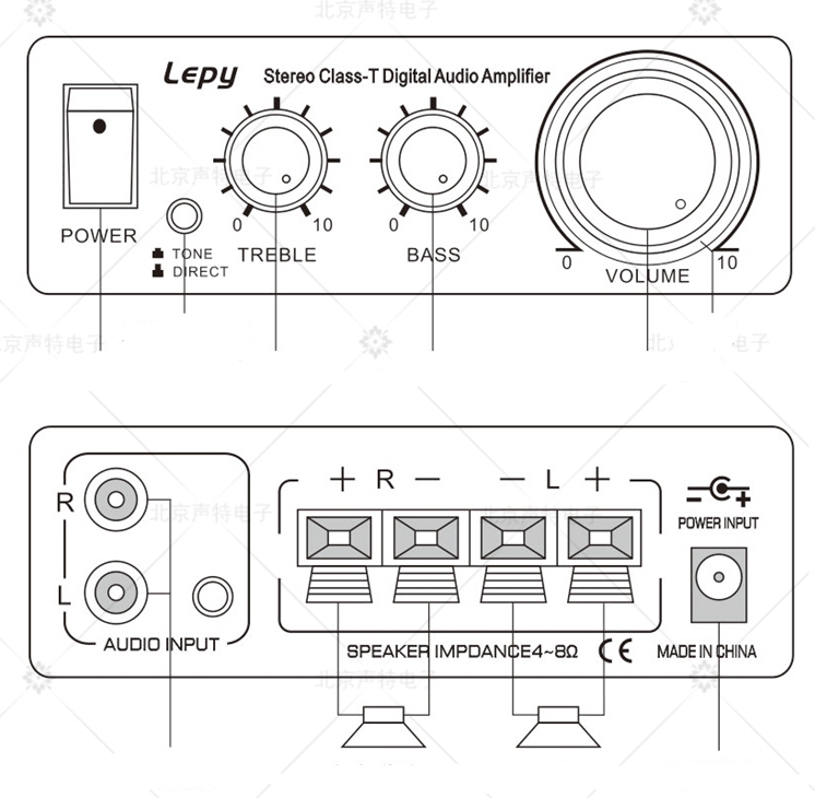 LP-2024A+ Lepy T-class 12V small stereo 20W*2 power amplifier with adapter