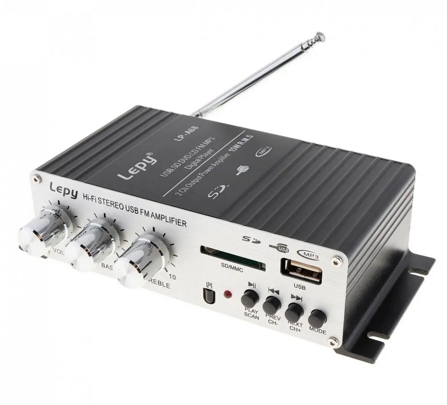 LEPY LP-A68 20W x 2 2CH HIFI Digital Audio Player Power Car Amplifier FM Radio Stereo Player Support SD USB MP3 DVD Input