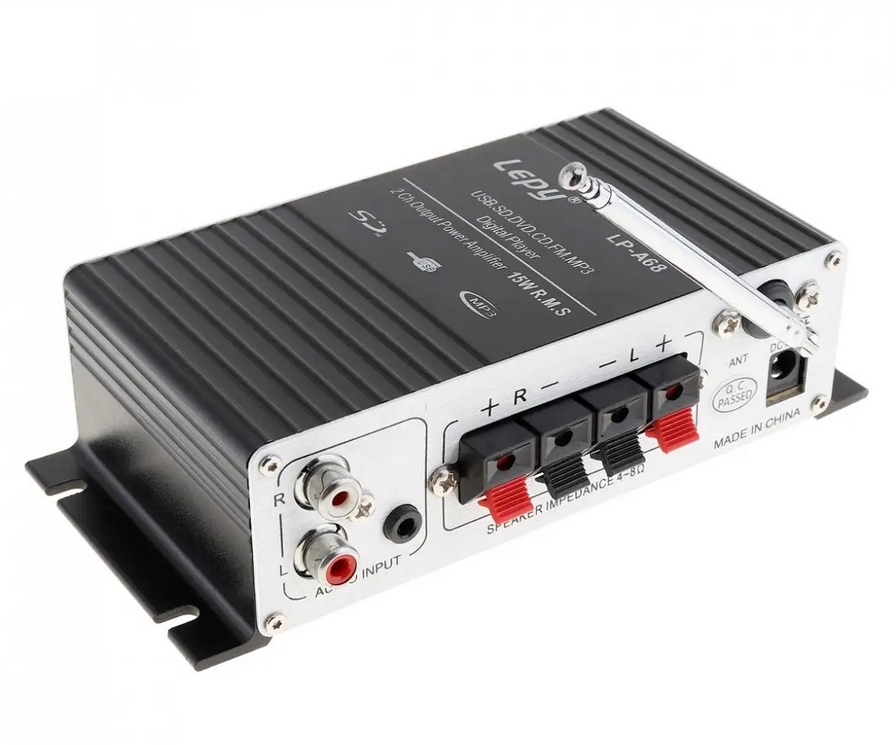 LEPY LP-A68 20W x 2 2CH HIFI Digital Audio Player Power Car Amplifier FM Radio Stereo Player Support SD USB MP3 DVD Input