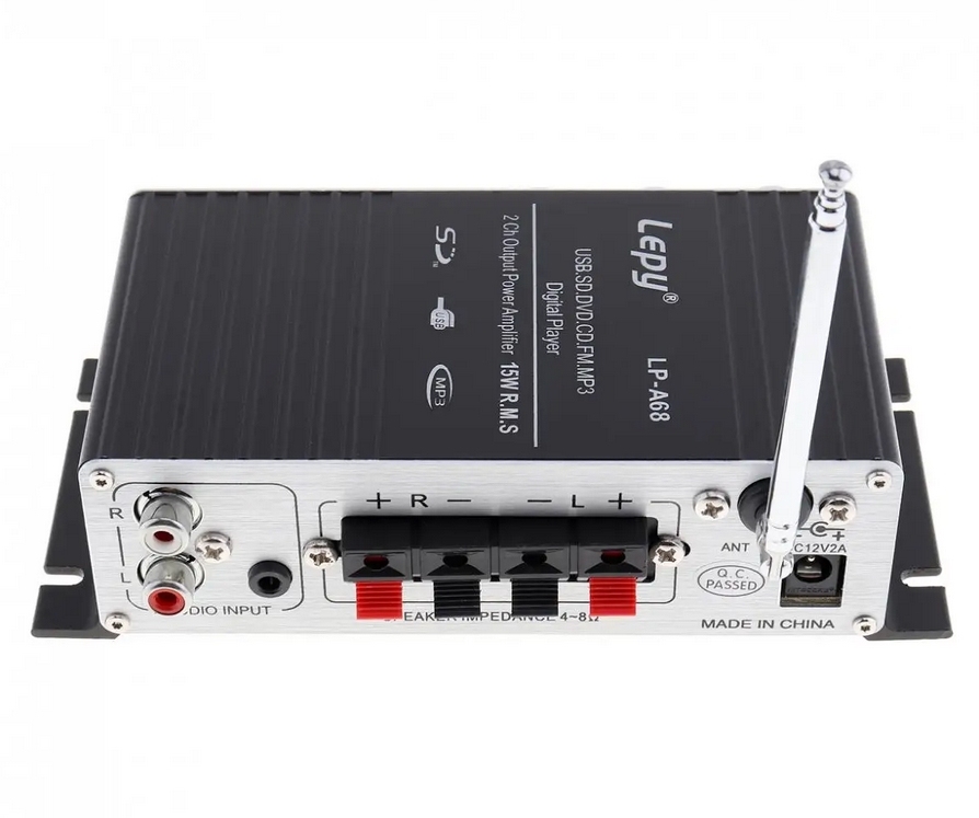 LEPY LP-A68 20W x 2 2CH HIFI Digital Audio Player Power Car Amplifier FM Radio Stereo Player Support SD USB MP3 DVD Input