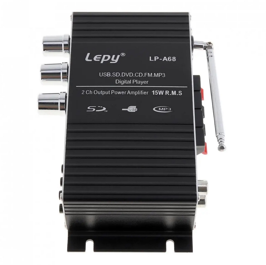 LEPY LP-A68 20W x 2 2CH HIFI Digital Audio Player Power Car Amplifier FM Radio Stereo Player Support SD USB MP3 DVD Input