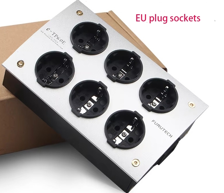 E-TP60 Mains Power Distributor US EU standard sockets 15A, Gold plated Audio Grade Receptacle Passive filters