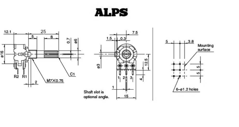 ALPS Japan RK16 50K 100K Plum Blossom Shaft Potentiometer Original Promotion