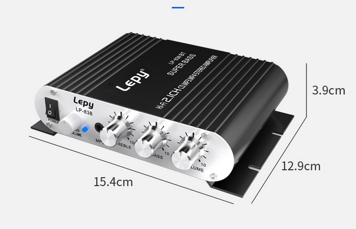LEPY 838BT 2.1 channel Bluetooth 5.0 mini 15W*2 amplifier Small amp with heavy bass interface