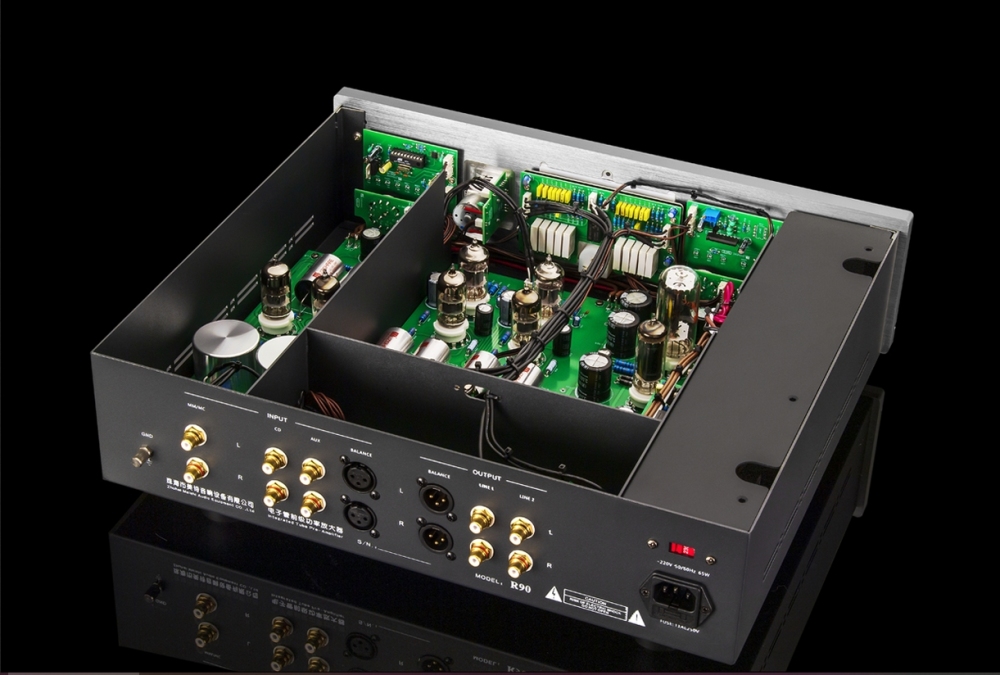 MUZISHARE R90 Tube Preamplifier 12AX7/6KE8/12DT5/17BE3 Tube Fully Balanced Phono Frequency Adjustment with Remote Control