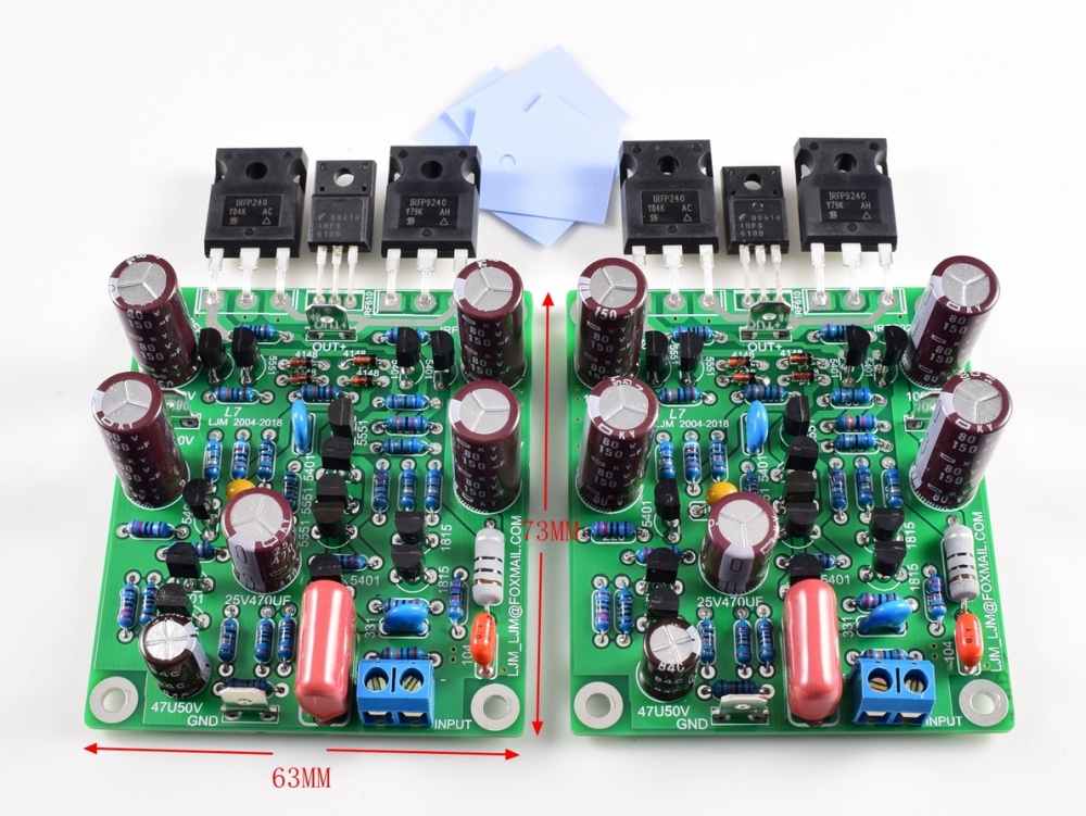 L7 MOSFET high speed dual channel HIFI DIY stereo amplifier kit/Finished amplifier board