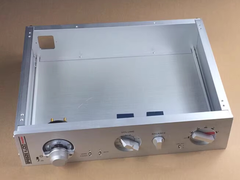 BZ3208A Luxury Precision full aluminum chassis silver hifi diy Amplifier Case With VU Meter potentiometer