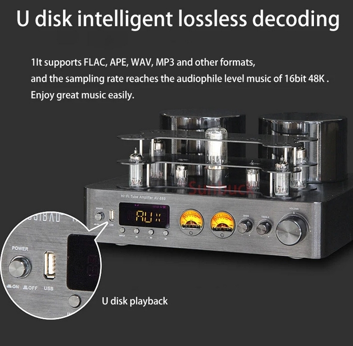 Sunbuck 200W 2.0 6U1 6A2 6H2 WY-3P Hifi Tube Amplifier 5200 1943 Bluetooth 5.0 USB Coaxial Fiber Optic Vacuum Tube Amplifier