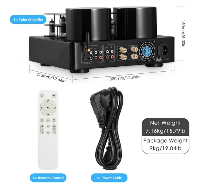Sunbuck 200W 2.0 6U1 6A2 6H2 WY-3P Hifi Tube Amplifier 5200 1943 Bluetooth 5.0 USB Coaxial Fiber Optic Vacuum Tube Amplifier