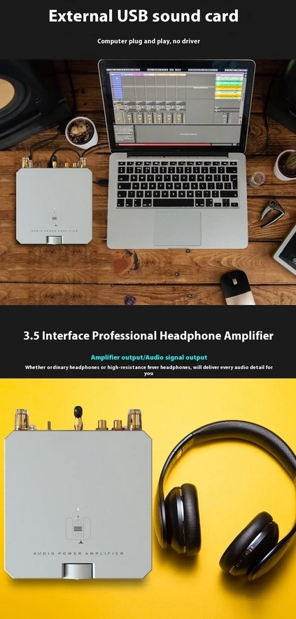 AMP35 Bluetooth 5.0 Stereo 100W+100W Amplifier  HiFi Class AB USB Audio Card Power Amp