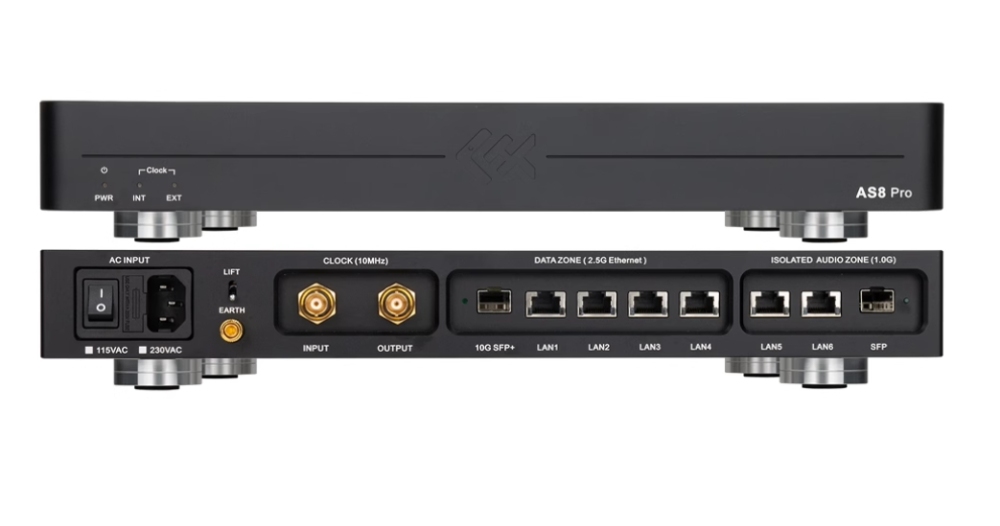 New LHY AS8 Pro Flagship Audio HIFI Fever Switch 2.5G 10G Optical Isolation OCXO Clock