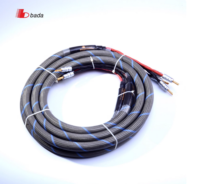 1 pair high grade Bada S-8S Single Crystal Copper Silver Plated HIFI audio Cable Speaker Cable Original US CMC banana  Plug Home Audio Connection