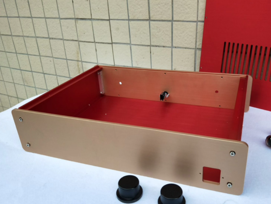 Fashionable GOLDMUND aluminum power amplifier chassis Preamplifier case / AMP Enclosure DIY box (430 *100*312mm)
