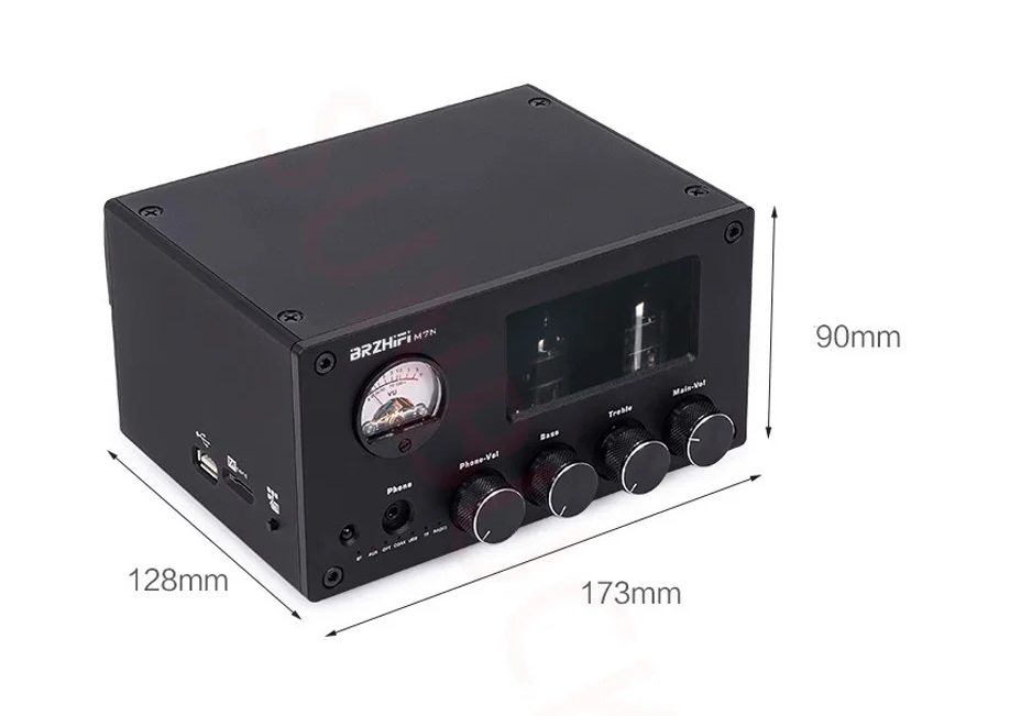 M7N 100W Multifunctional Bluetooth Stereo Power Amplifier 2x6J1 Electronic Tubes Amplifier Retro VU Meter