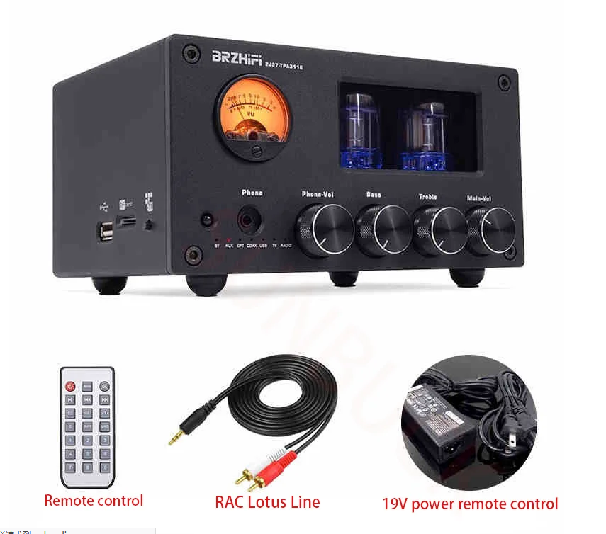 M7N 100W Multifunctional Bluetooth Stereo Power Amplifier 2x6J1 Electronic Tubes Amplifier Retro VU Meter