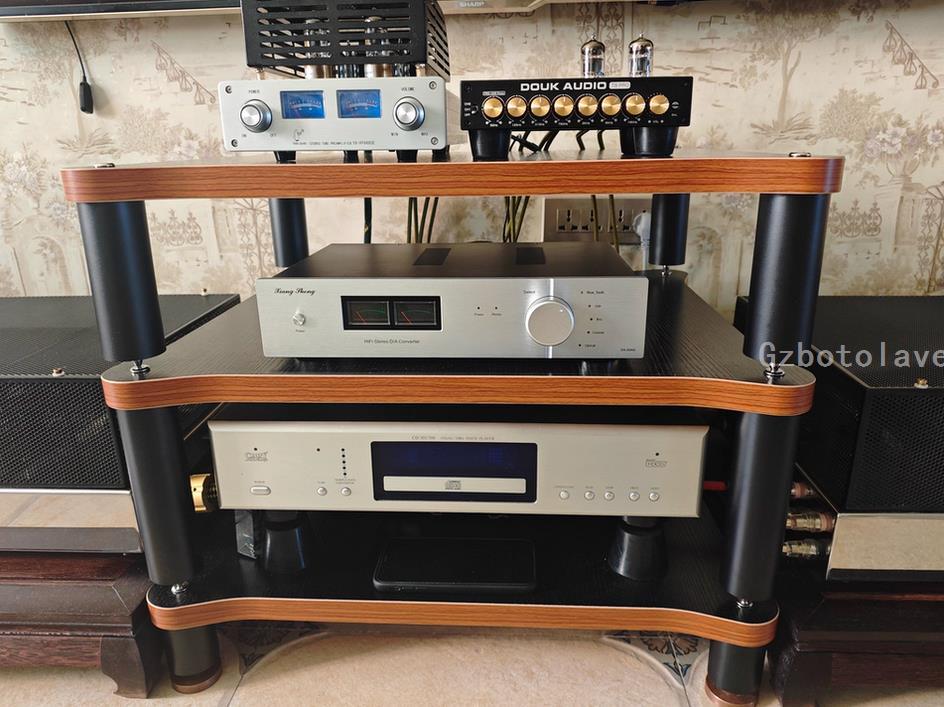 HIFI Solid Wood Audio Speaker shelf Amplifier Cabinet CD player Projector Shock Absorber Rack