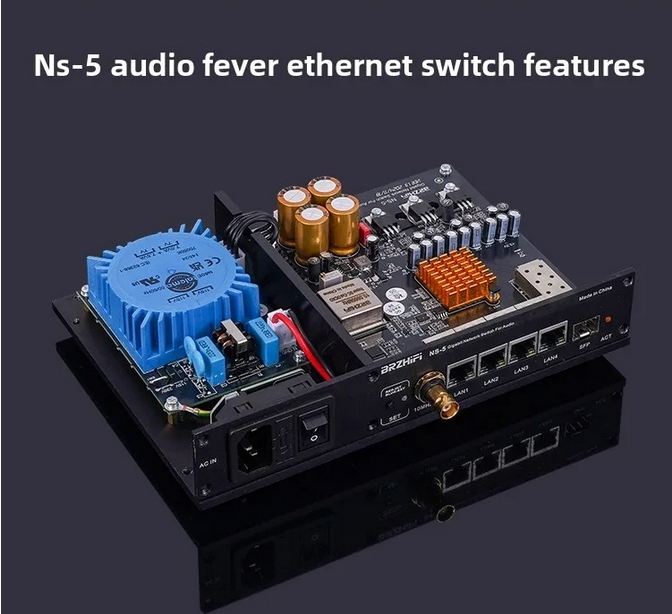 NS-5 HIFI Audio Fever Gigabit Switch with Built in Wire OCXO Constant Temperature Crystal Clock NS-5 Optoelectronic Isolation