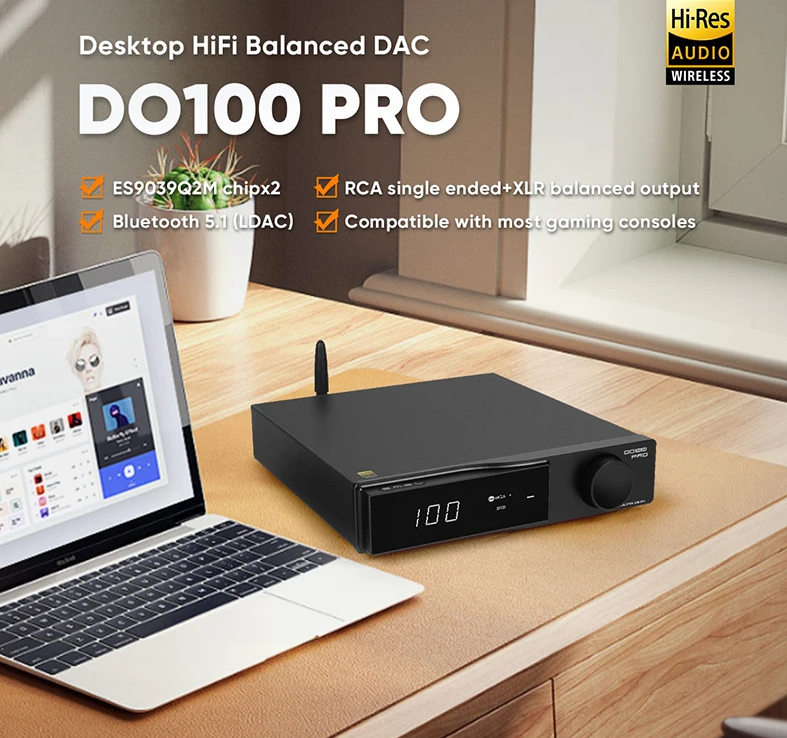 SMSL DO100 PRO Balanced Decoder ES9039Q2M*2 BT5.1 Support TV HDMI(ARC) MQA Decoding DO100PRO DAC
