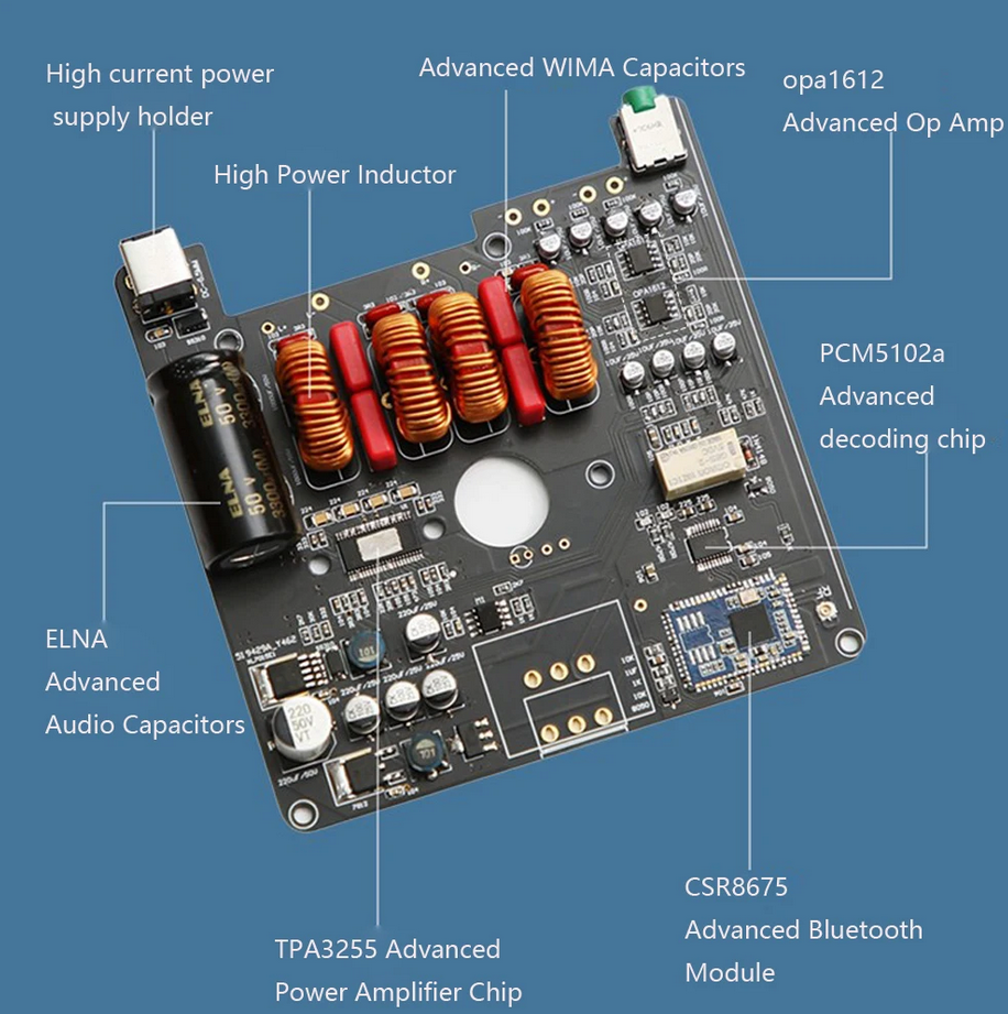 300W+300W TPA3255 high power HIFI power amplifier D300 CSR8675 Bluetooth APTX-HD LDAC
