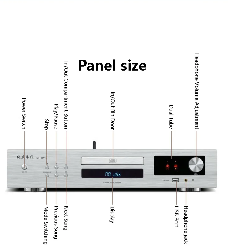 Tube CD Player Bluetooth 5.2 Built-in Dual 6*1N Tube USB Lossless Playback Professional Grade HIFI CD Player OPA2604 Op-Amp Chip