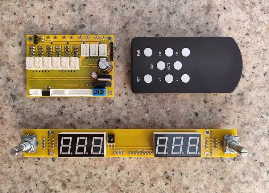 JV16 50K Two Channel HiFi Remote Volume Control Board Dual Display 64 Level Magnetic Latching Relay Preamplifier Kit