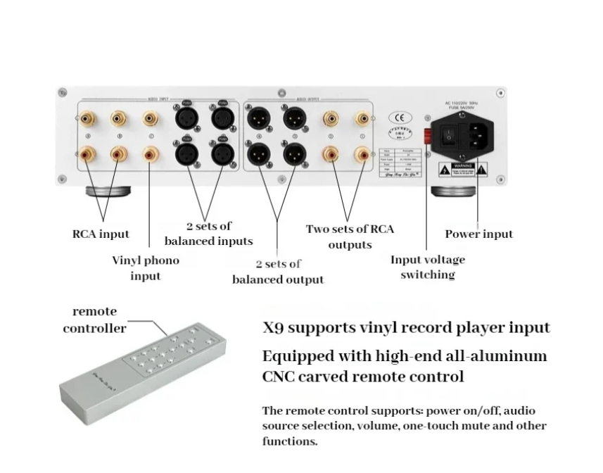 Eternal Sound Flagship Edition X9 Class A Power Amplifier HIFI Fully Balanced Remote Control Tube Preamplifier Pre Phono