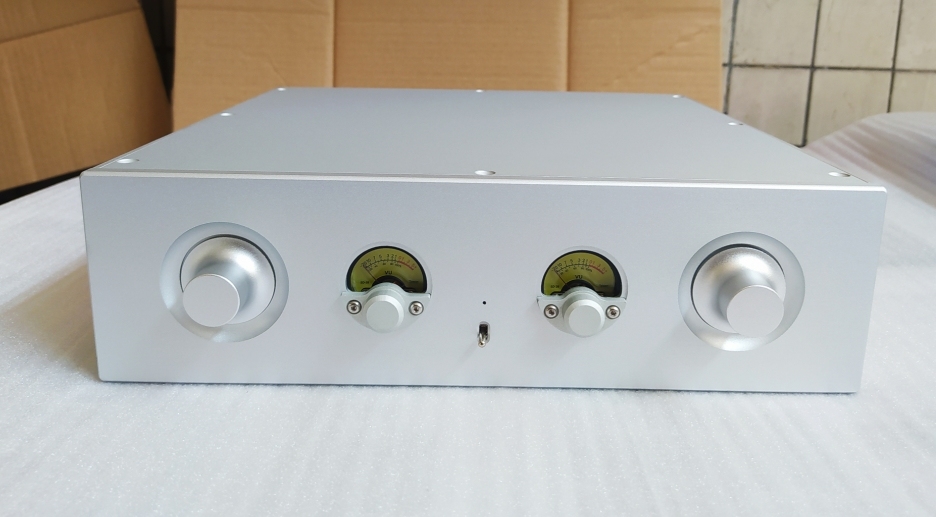 320 Dual VU meter silver full aluminum preamp chassis HIFI DIY amplifier case