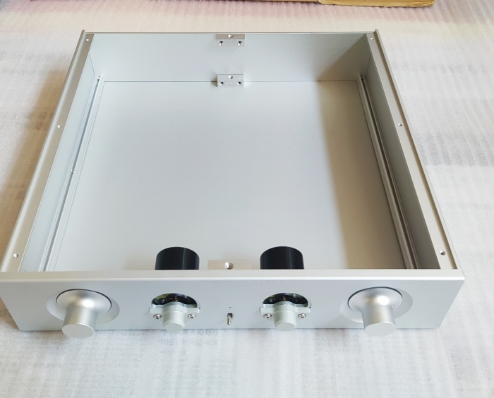 320 Dual VU meter silver full aluminum preamp chassis HIFI DIY amplifier case