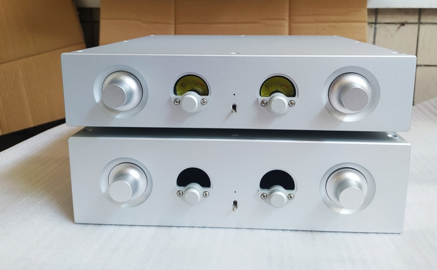 320 Dual VU meter silver full aluminum preamp chassis HIFI DIY amplifier case