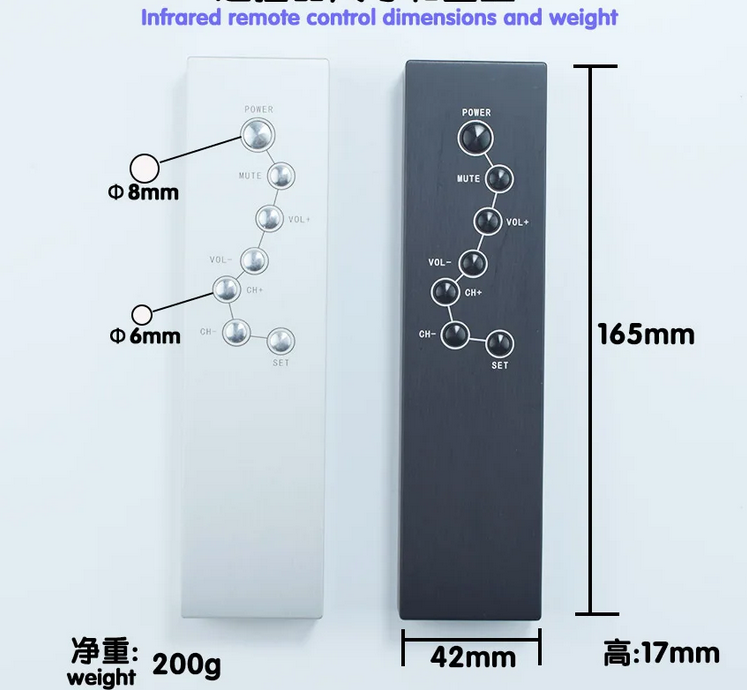 Free ship Aluminum Alloy Universal Learning Infrared Remote Control 7 keys for DAC Amplifier CD DVD TV Set-top Box